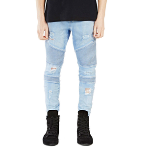 Vente en gros de vêtements chinois bon marché, <span class=keywords><strong>jeans</strong></span> skinny en denim stretch pour hommes, style motard, personnalisables - Product Image 6