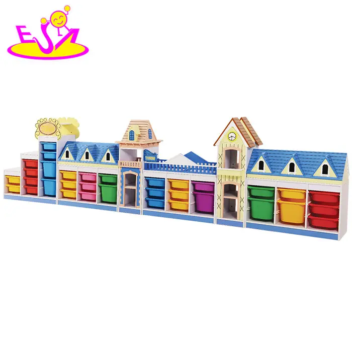 Wholesale cheap cartoon kids preschool toy shelf wooden daycare furniture W08C187