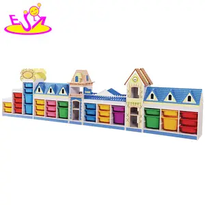 Wholesale cheap cartoon kids preschool toy shelf wooden daycare furniture W08C187