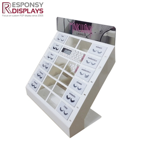 Sang trọng Acrylic Countertop hiển thị đứng lông mi hiển thị sản phẩm với Gương trắng hiển thị bảng cho cửa hàng sử dụng - Product Image 3