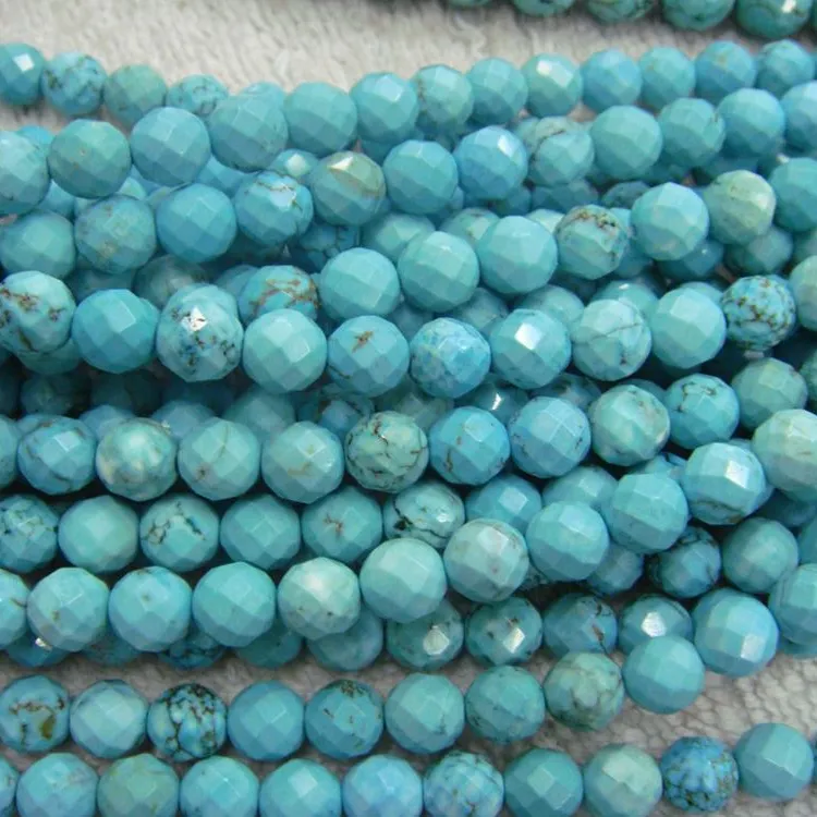 wholesale gemstone beads white turquoise howlite dyed turquoise round faceted beads