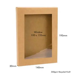 Clear visual window kraft paper greeting card box box with recycled materials support oem customized