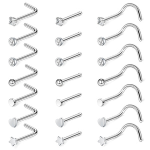 <span class=keywords><strong>1.5Mm</strong></span> 2Mm 2.5Mm 3Mm 925 ayar gümüş Cz burun kemik çiviler yüzükler