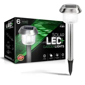 Solar-Powered Outdoor Garden Round Path Lights Stainless Steel Landscape Lights For Pathway Yards