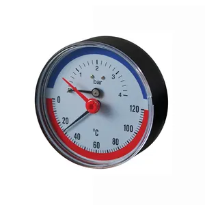 Pressure And Temperature Combination Gauge 80mm Back Entry HVAC Combined Thermo-manometer Temperature Pressure Gauge