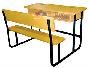 escritorio doble de madera de escuela y un banco para los ,Ciclo de conferencias Mobiliario Escolar escritorio con silla adjunto