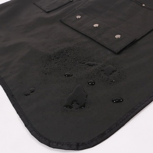 CHANGRONG Custom Black Leather Waterproof Cotton Canvas Beauty Salon <strong>Bib</strong> <strong>Apron</strong> Sleeveless Style with Pockets - Product Image 5