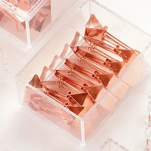 Rose Gold Binder Clips Paper Clips Sets with Box for Office