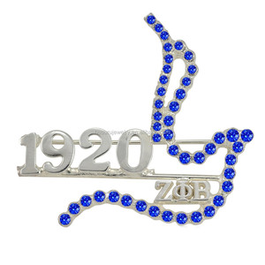 Spilla da donna in metallo alla moda, stile universitario, per club, blu reale e bianco, con cristalli, per membri della confraternita Zeta Phi Beta, gioiello commemorativo della vita universitaria - Product Image 2