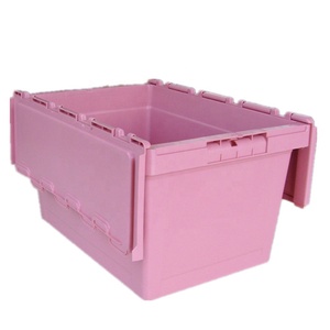 50kgs Attach Hinged Lid Strong Wholesale <strong>Plastic</strong> <strong>Totes</strong> - Product Image 3