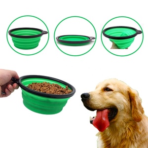 Piring hewan peliharaan Carabiner lipat portabel, mangkuk makanan & kucing anjing & kucing silikon ramah lingkungan dapat dilipat 350ml luar ruangan berkemah perjalanan - Product Image 3