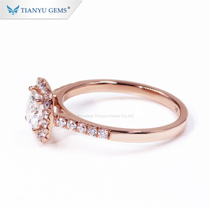 Tianyu Gems Custom Jewelry Manufacturer Rose Gold halo 7mm Cushion Brilliant Cut Moissanite Wedding Engagement Ring - Product Image 3
