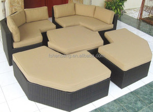Sofá cama redondo de ratán para exteriores - Product Image 2
