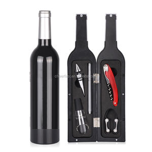 Bộ dụng cụ mở rượu cao cấp bằng thép không gỉ 5 món, hình chai rượu, làm quà tặng - Product Image 5