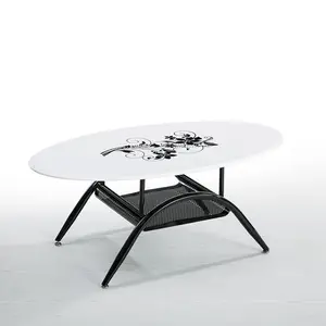 Modern High Quality Tempered glass Oval Coffee Table