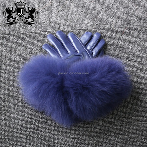 असली लेदर दस्ताने नई आगमन असली चर्मपत्र फर दस्ताने महिलाओं के फैशन शैली फॉक्स फर दस्ताने - Product Image 2