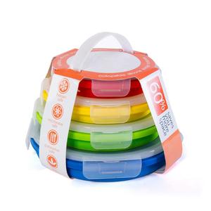 Reusable Collapsible Silicone Food Lunch Storage Containers With Plastic Lids