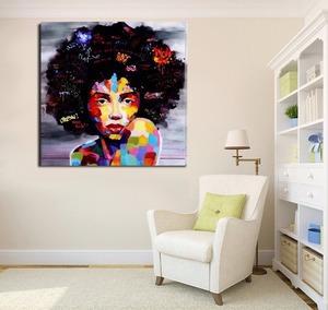 Nuovo Design all'ingrosso moderno donne africane ritratto su tela pittura stampata su tela con macchina per la decorazione domestica - Product Image 2