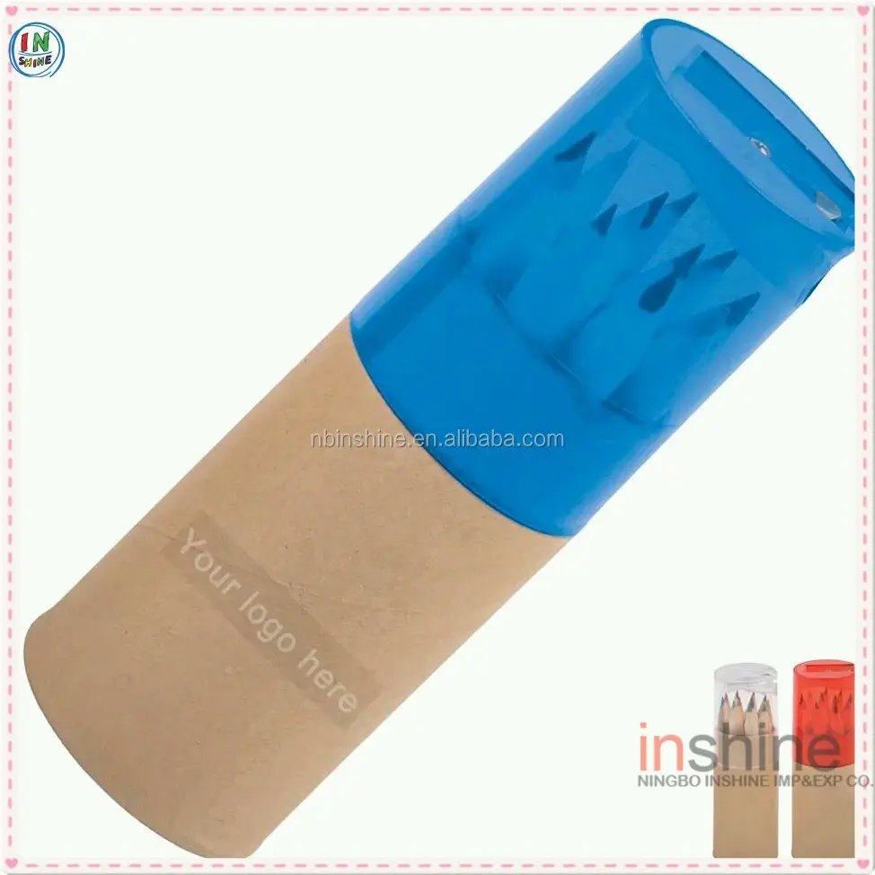 12pcs short natural wooden colour pencil with sharpener set , color pencil set for promotion