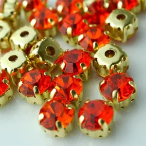 Sew-on diamante crystal Rhinestone glass beads, sewing mounted chaton stones for wedding dress applique