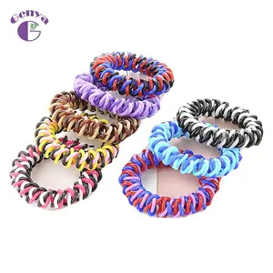 Genya plain matt plastic cord telephone hairbands cord wrist band women ponytail holder girl hair ties