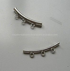 Tubo curvo de 25 mm hecho a mano, accesorios de plata de ley con bucles - Product Image 2