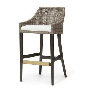 Diseño Tropical tejido de ratán marco de madera de Fresno sólido restaurante <span class=keywords><strong>Bar</strong></span> mostrador taburete silla con cojín de tela - Product Image 2