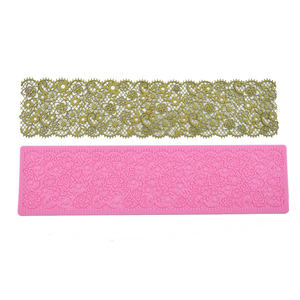 Tapis en dentelle Silicone Fondant rose, 1 pièce, décoration de gâteau, moule de fleurs, lacets en relief, outils d'artisanat du sucre - Product Image 2