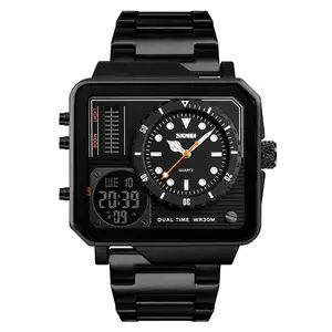 Skmei-Reloj de pulsera con esfera grande rectangular para hombre, multifuncional, a prueba de golpes, deportivo, impermeable, digital, 1392