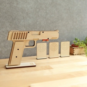 Nuovo Arrivo Giocattolo per Bambini Pistola in Legno Tagliata al <span class=keywords><strong>Laser</strong></span> 3D - Product Image 2