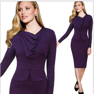 All'ingrosso moda stile Vintage abito <span class=keywords><strong>da</strong></span> donna elegante sottile invernale formale abito <span class=keywords><strong>da</strong></span> ufficio <span class=keywords><strong>per</strong></span> donna - Product Image 2