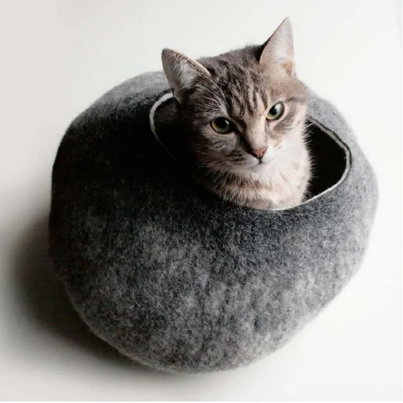 새로운 제품 양모 펠트 애완 동물 침대 고양이 동굴/집 고양이