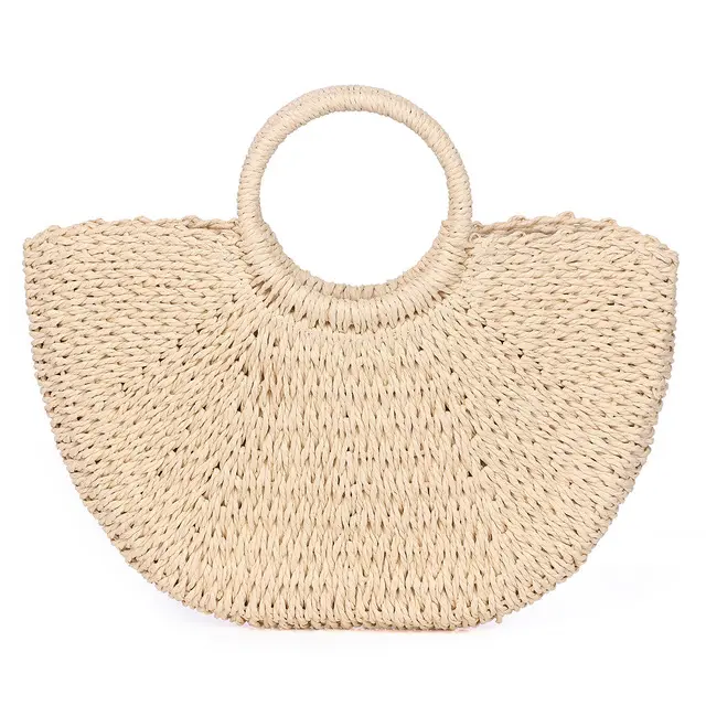 Ins latest fashion straw handbag hand-woven beach rattan bag