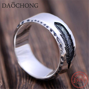Custom Fine Jewelry 7mm Wide Solid 925 Sterling <strong>Silver</strong> Engraved <strong>Feather</strong> Band <strong>Ring</strong> for Men - Product Image 4