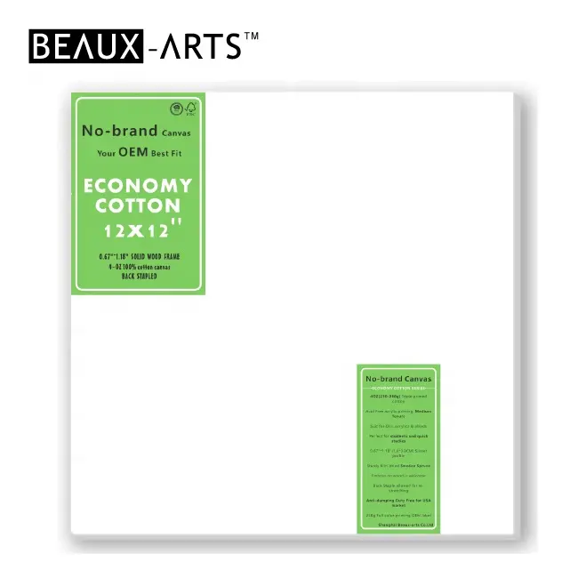 12x12" 4Oz Economy Cotton Art Canvas with 0.67x1.18" Spruce Wood, Wholesale Art Painting Stretched Canvas Square