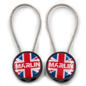 Souvenir di figura rotonda del metallo Inghilterra Regno Unito Gran Bretagna REGNO UNITO bandiera union jack marlin portachiavi filo di acciaio corda
