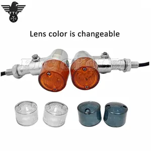 Chrome Heavy Duty Amber Lens Custom Motorcycle Turn Signals for Cafe racer
