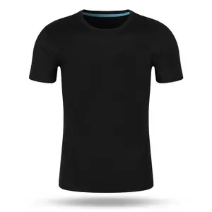 Großhandel Herren Polyester Blank Plain T-Shirt Benutzer definierte Hochwertige bedruckte Logo Schwarz T-Shirts