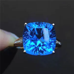 luxury jewelry box 18k gold puzzle ring 18k gold South Africa real diamond natural topaz ring for women sports championship ring