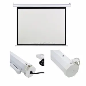 El más nuevo 120 "pulgadas 16:9 pantalla motorizada blanco mate para DLP LCD proyector para cine en casa haz pantalla de proyección