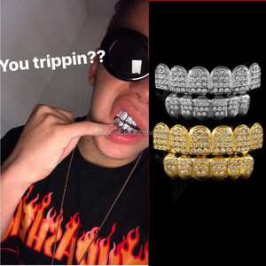 Grilles de dentition en diamant noir, bleu RTS, gros bijoux, couleur or, caddie plein, TG017 - Product Image 6