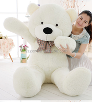 Échantillon gratuit 120cm/47'' Jouet géant, poupée en peluche, ours en peluche blanc, peluche douce, cadeau pour enfants/ours en peluche blanc géant