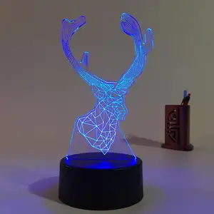 Christmas 3D Illusion Decoration Lamp Promotion Gift Touch Sensor 7 Color Changing RGB 3D Acrylic LED Lighting Table Night Light