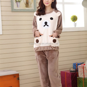 Abbigliamento <span class=keywords><strong>donna</strong></span> <span class=keywords><strong>pigiama</strong></span> accappatoio in pile corallo orso animale adorabile - Product Image 2