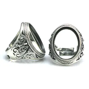 Beadsnice thailand sterling silver adjustable filigree blank for men jewelry finger ring findings ID 31762