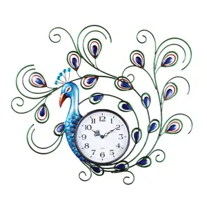 Crystal Peacock Metal Wall Clock Decoration