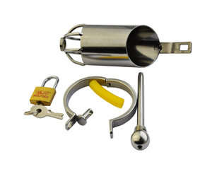 Metal <strong>Bondage</strong> <strong>Gear</strong> for Man Male Chastity Belt Stainless <strong>Steel</strong> Cock Cage With Penis Plug - Product Image 3