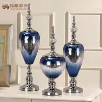 Yüksek kaliteli el sanatları ev dekoratif cam vazo kapaklı