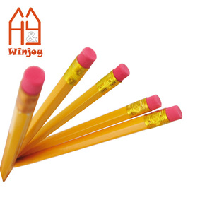 เครื่องเขียนสำนักงานดินสอมองโกลหกเหลี่ยมสีเหลือง HB ความแข็งตะกั่วพร้อมยางลบสีแดงบรรจุจำนวนมากขายส่งดินสอไม้ราคาถูก - Product Image 6