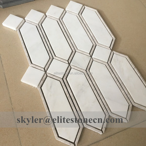Khảm đá cẩm thạch lady màu xám và trắng gạch đá cẩm thạch dài hexagon - Product Image 4